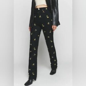 Reformation Cynthia high rise straight jeans, Priscilla Embroidered - size 28